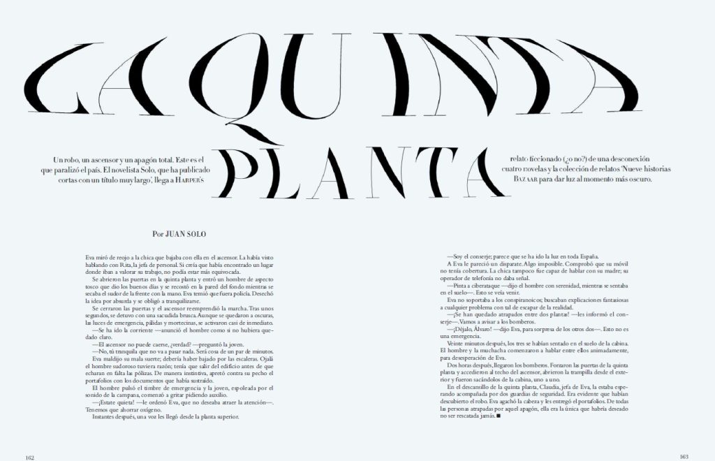 La quinta plana - Harper’s Bazaar - Juan Solo - Apagón - apagón 28 de abril - Juan Solo escritor